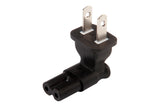 Angled IEC C7 to USA NEMA 1-15P Plug Adapter