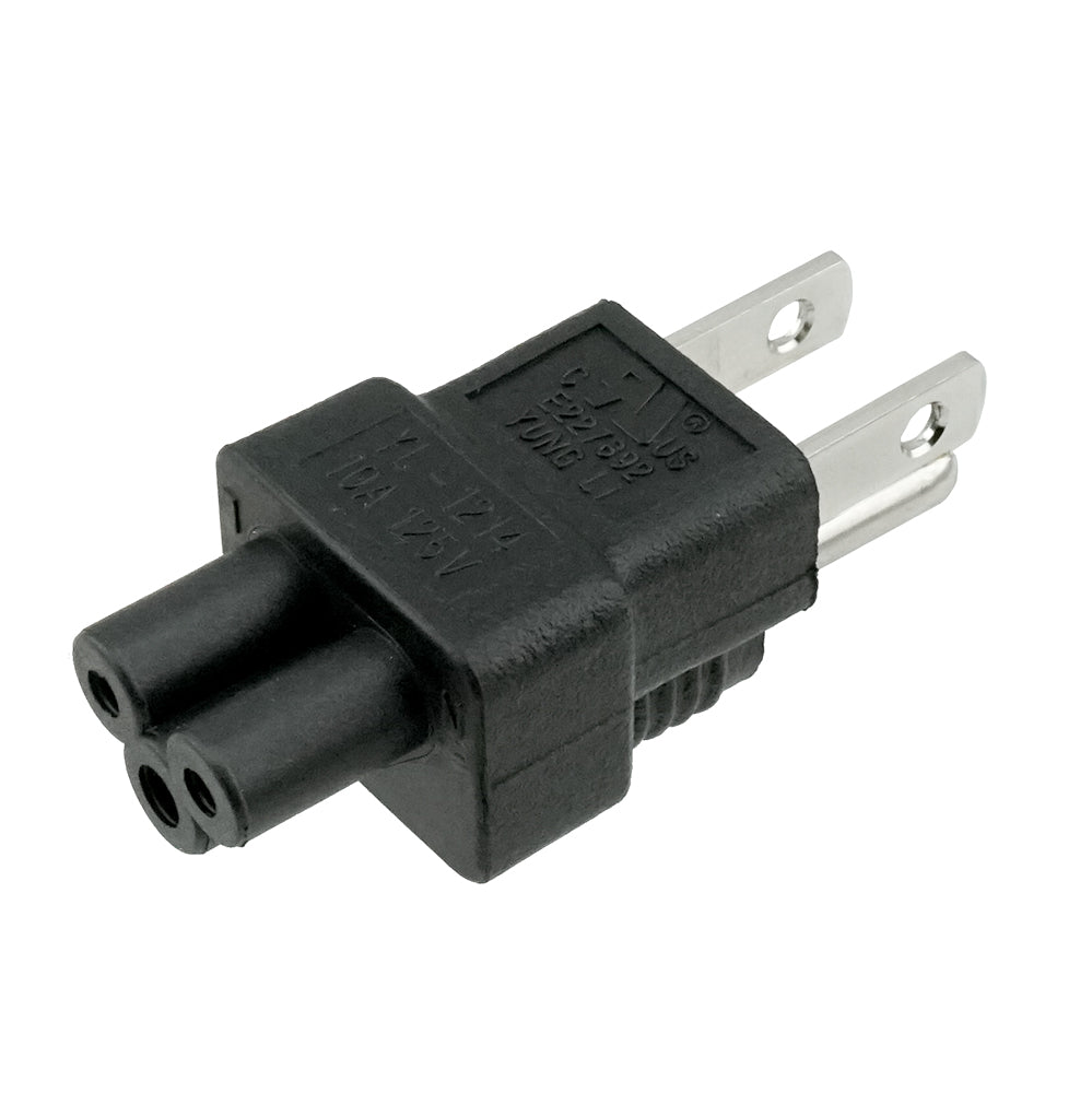 IEC C5 to USA NEMA 5-15P Plug Adapter