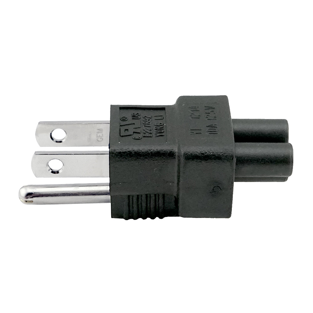 IEC C5 to USA NEMA 5-15P Plug Adapter