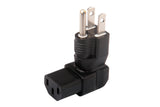 Angled IEC C13 to USA NEMA 5-15P Plug Adapter