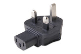 Angled IEC C13 to UK BS1363 Plug Adapter