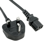 BS1363 to C13 Power Cord 0.75mm² Wire Gauge - 6 ft