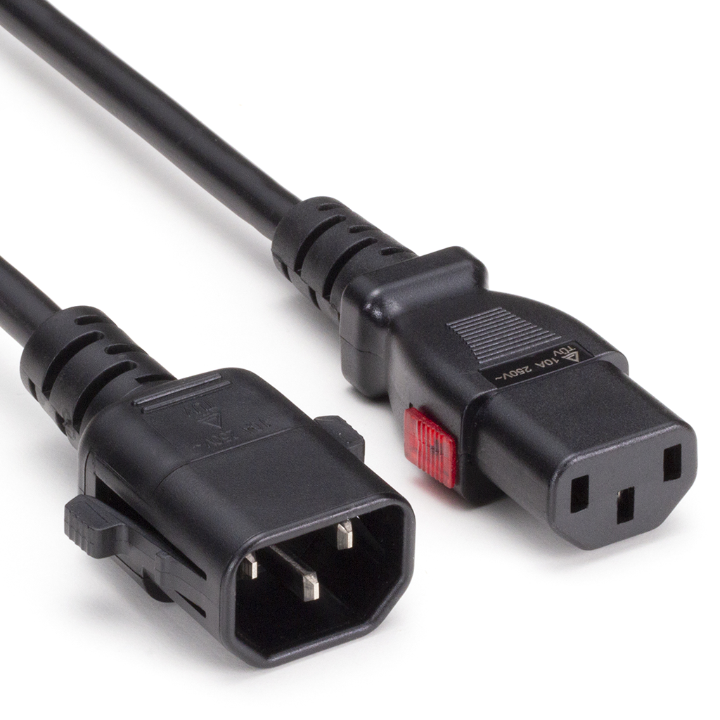 TwyLock® hybrid USA/Europe IEC C14 to C13 10A Dual Locking Cords
