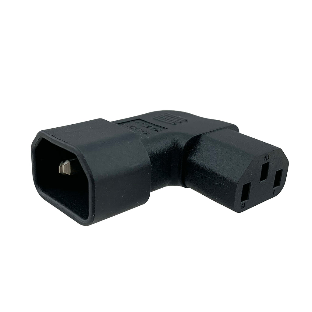 Left Angle IEC C13 to IEC C14 Plug Adapter
