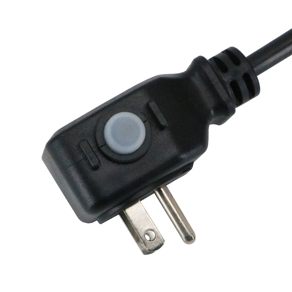 NEMA 5-15P Up Angle with Resettable Circuit Breaker Plug (YP-12R)