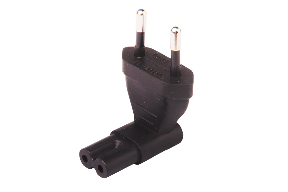 Angled IEC C7 to Europe CEE7/16 Plug Adapter