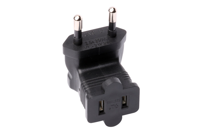 USA Angled NEMA 1-15R to Korea KSC 8305 Plug Adapter