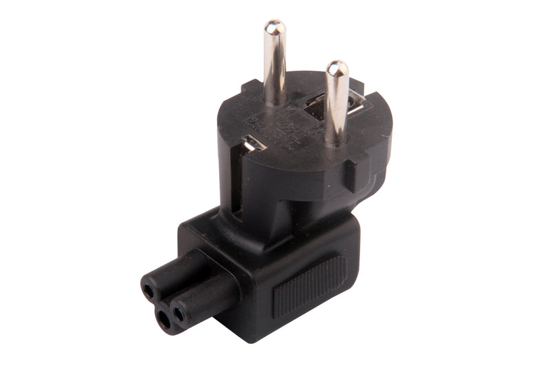 Angled IEC C5 to Europe CEE7/7 Plug Adapter