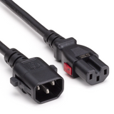 TwyLock® USA IEC C14 to C15 15A SJT Dual Locking Cords: Multiple Colors + Lengths