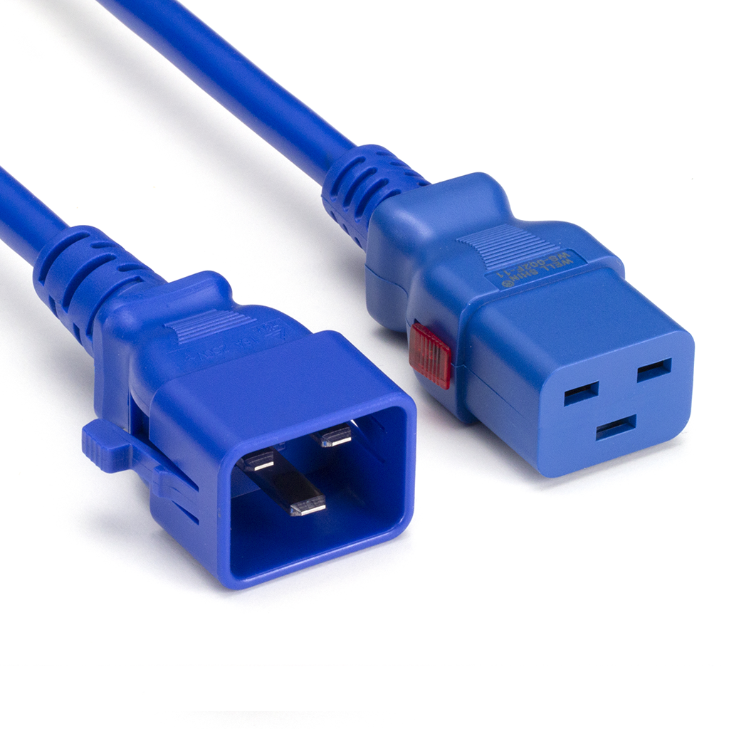 TwyLock® USA IEC C20 to C19 20A SJTW Dual Locking Cords: Multiple Colors + Lengths