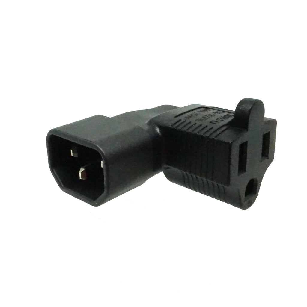 Right Angled NEMA 5-15R to IEC C14 Plug Adapter
