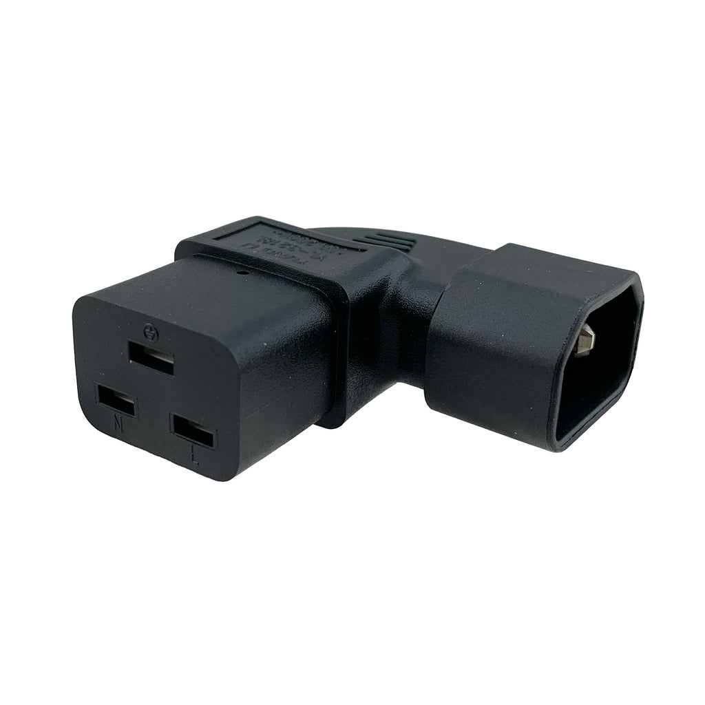 LINGLING ONE Right Angle IEC Adapter - C14 To C13, 10A-16A, 2500W, 94V-0 Nylon