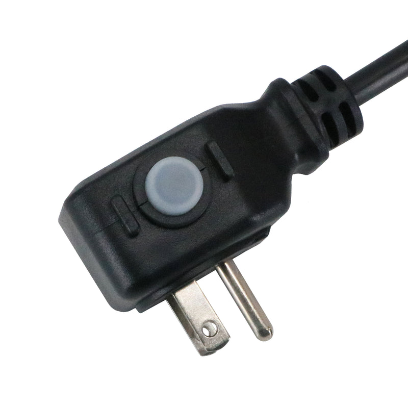 NEMA 5-15P Up Angle with Resettable Circuit Breaker Plug (YP-12R)